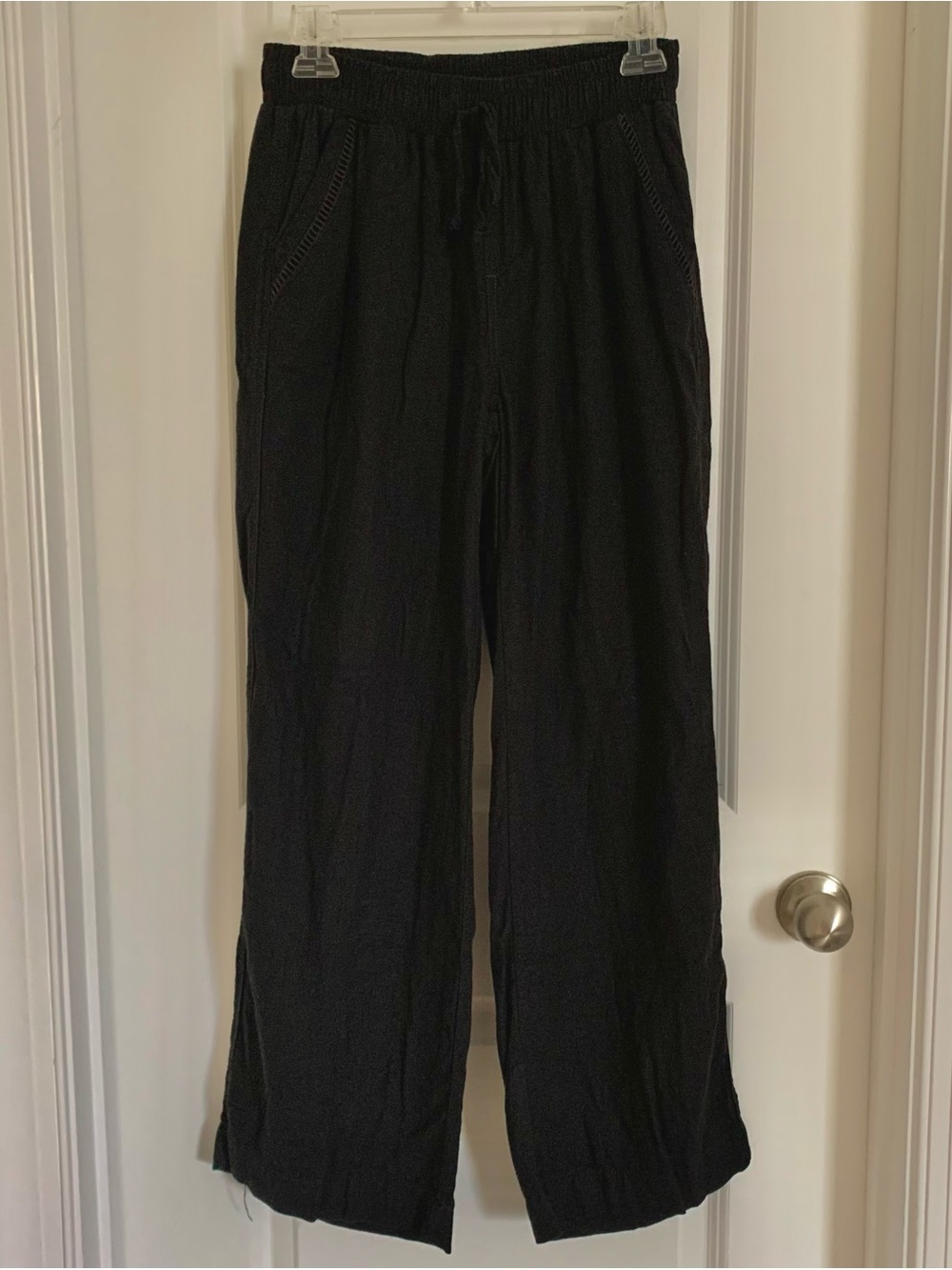 Briggs New York Black Wide-Leg Drawstring Pants, S